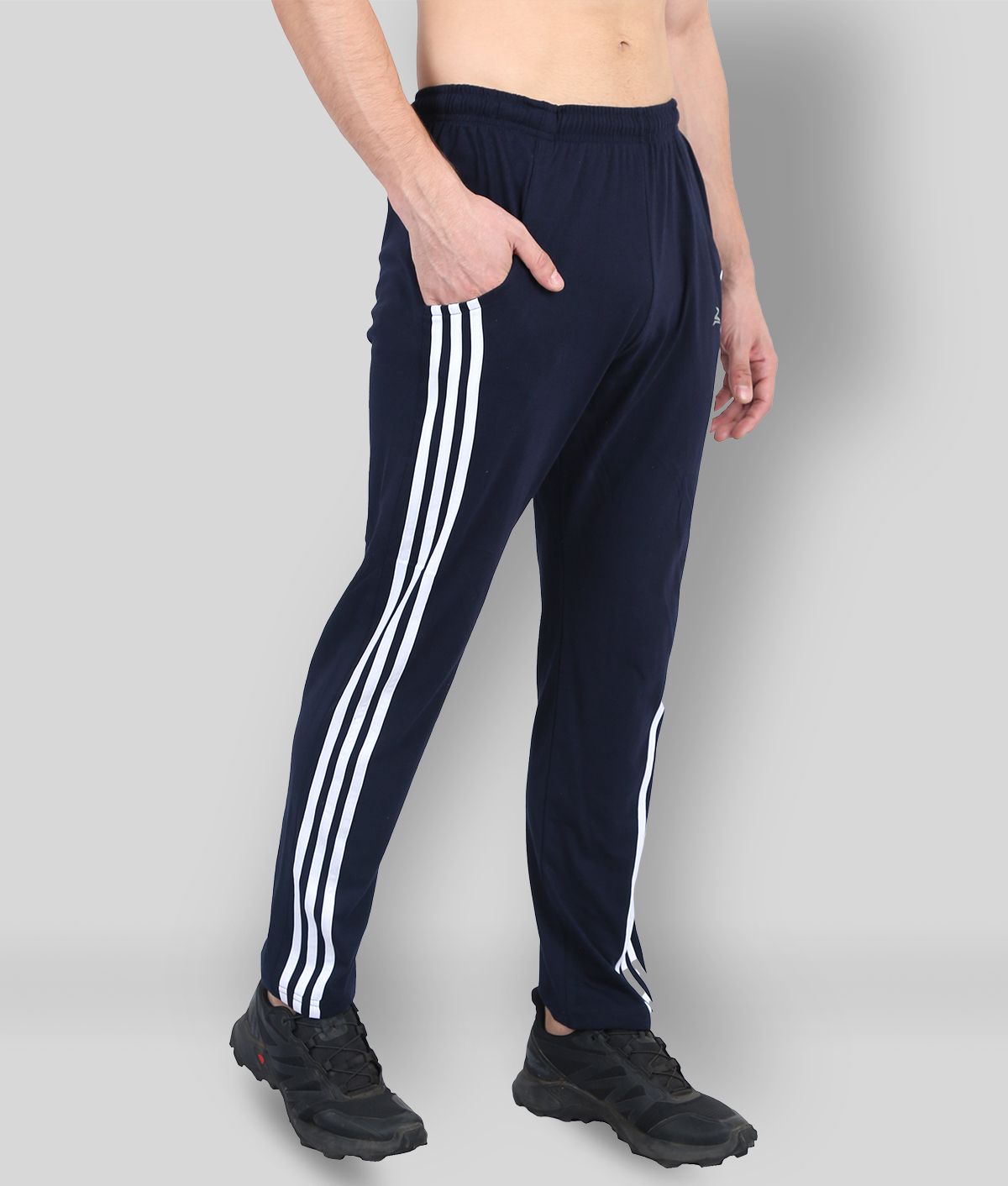 Zeffit - Navy Blue Cotton Blend Men's Sports Trackpants ( Pack of 1 )