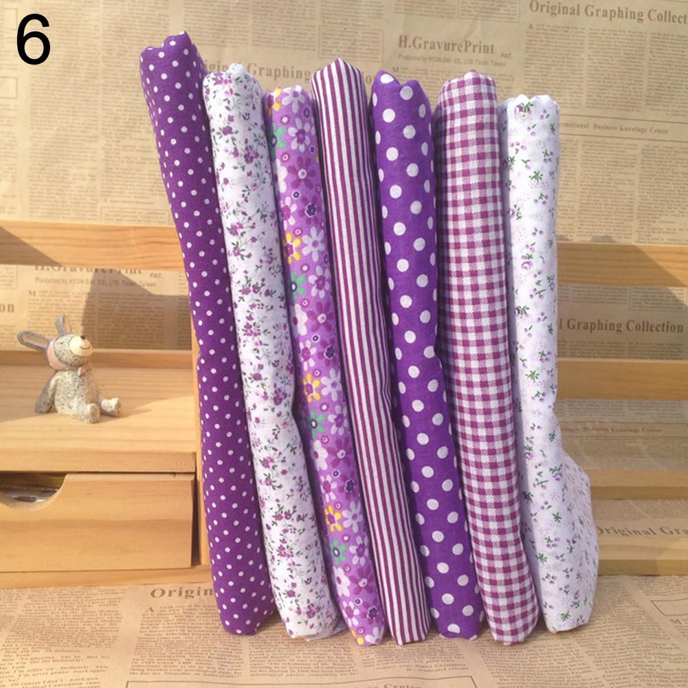 7Pcs 25x25cm Polka Dot Flower Cotton Fabric Cloth Sewing DIY Crafts Accessory