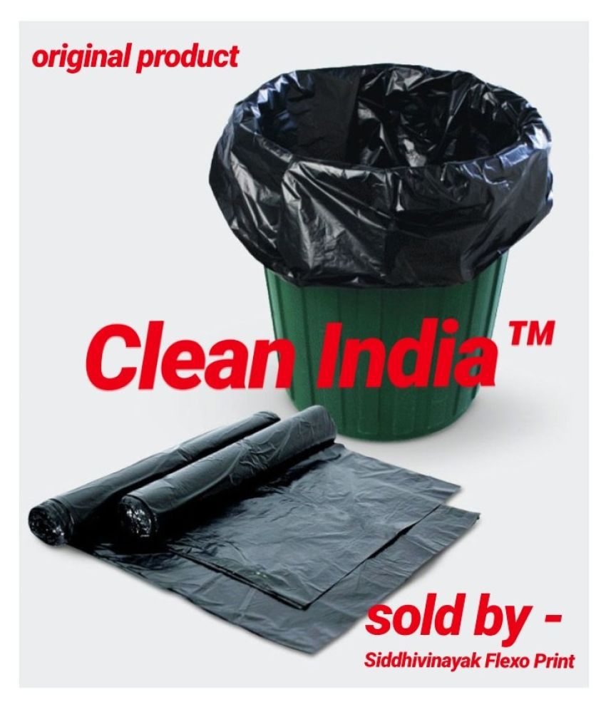 Clean India™ Medium 60 pcs Garbage Bags - 2 packs of 30 Pcs - 60 pcs - 19X21 Black Medium Disposable Garbage Trash Waste Dustbin Kitchen Bags & Covers