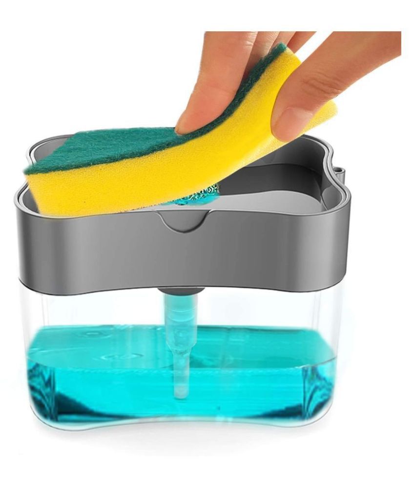 2 in 1 Soap Pump Plastic Dispenser for Dishwasher Liquid Holder (Random Colour, Standard, 385ml)