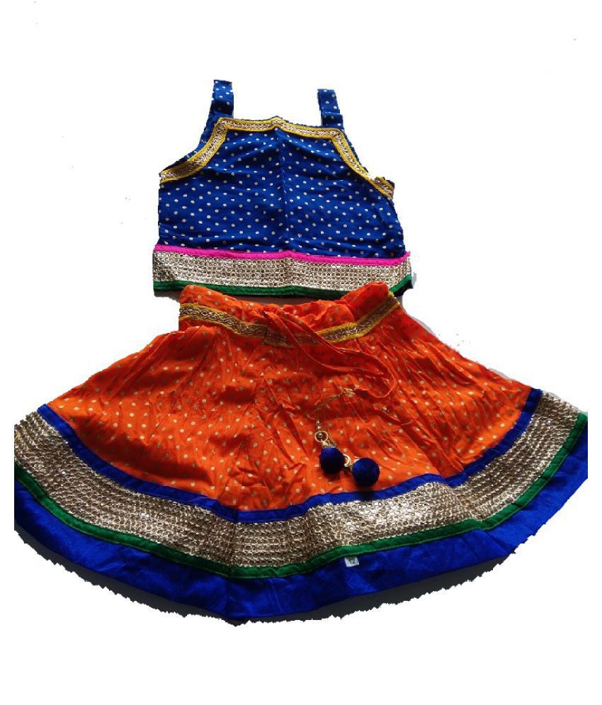 Kurtiskirts Beautiful Kid's wear Solid Pattern border work Lehenga Choli Top & Skirt Set For Girls girls-kids-were girls-lehenga-choli girls-were