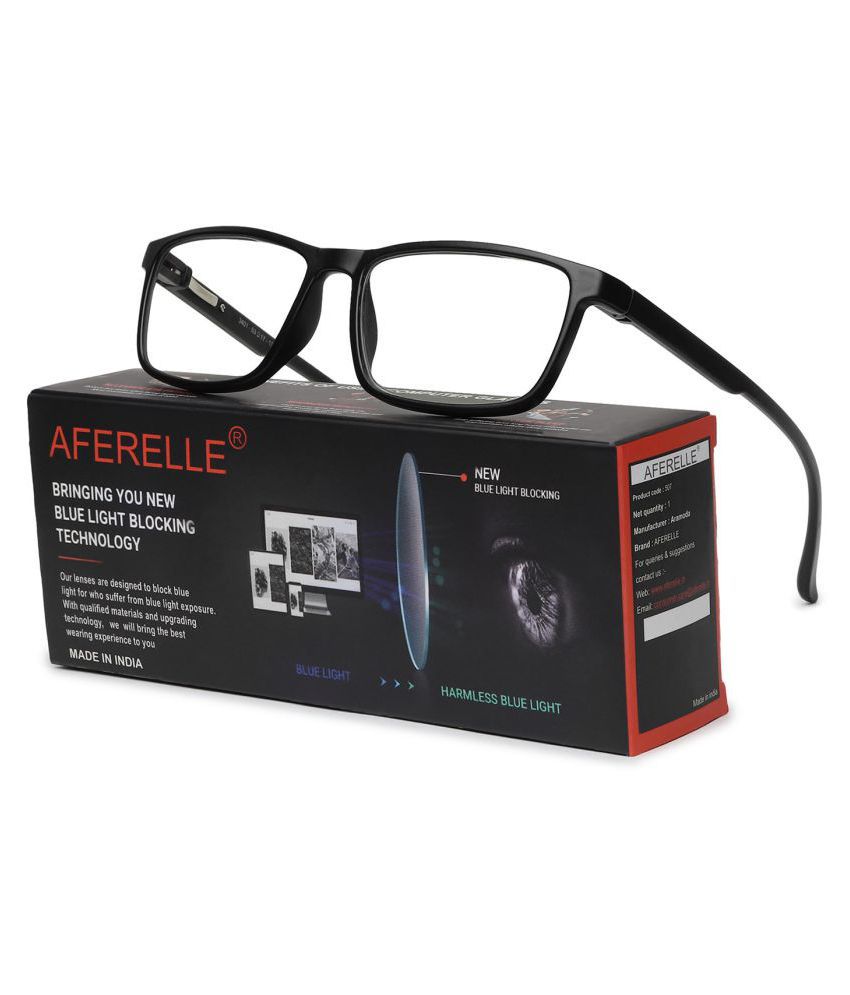 Unisex Blue Cut & Anti-glare Computer Glasses | For Computer Mobile TV | Eye Protection | Zero Power | Brand - AFERELLE