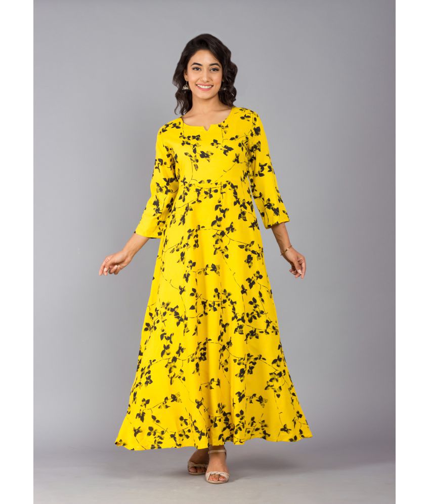 Frionkandy - Yellow Rayon Women's Fit & Flare Dress ( Pack of 1 )