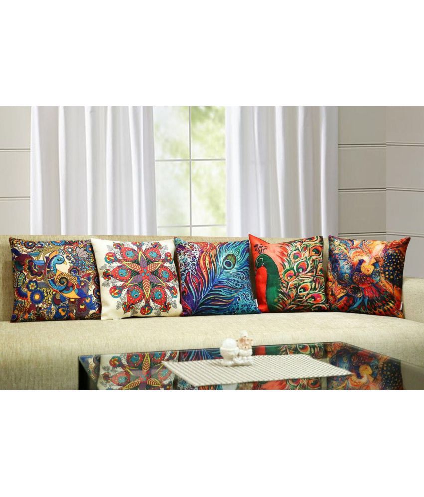 Veer Fab Set of 5 Polyester Cushion Covers 40X40 cm (16X16)