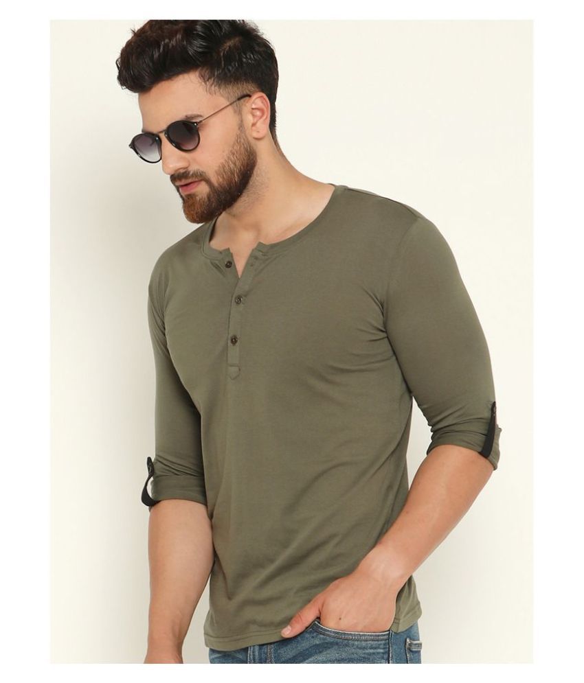 GESPO 100 Percent Cotton Green Solids T-Shirt