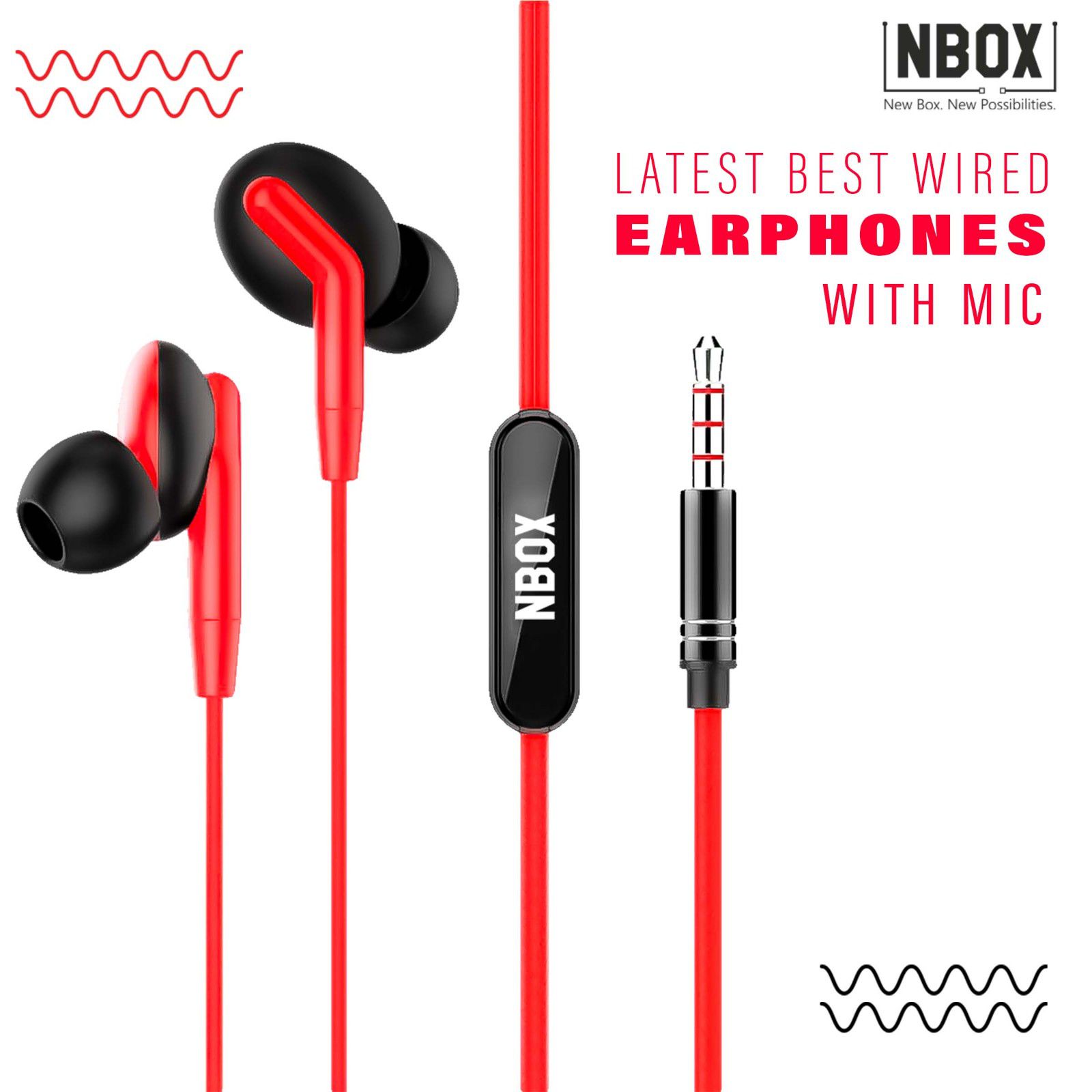 NBOX TAAL In Ear Wired With Mic Headphones/Earphones Red