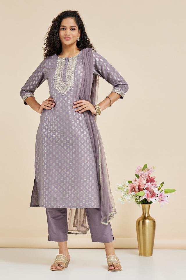 Kashish - Embroidered Round Neck Viscose Blend Womens Kurta Trouser Dupatta Set