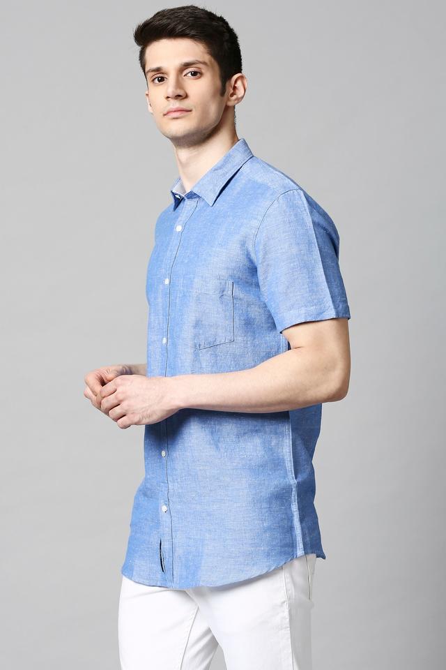 Fratini - Solid Linen Blend Slim Fit Mens Formal Shirt