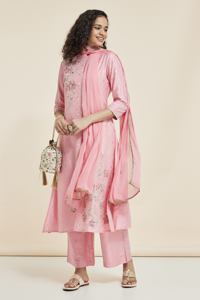 Kashish - Embroidered Mandarin Viscose Blend Women's Kurta Palazzo Dupatta Set