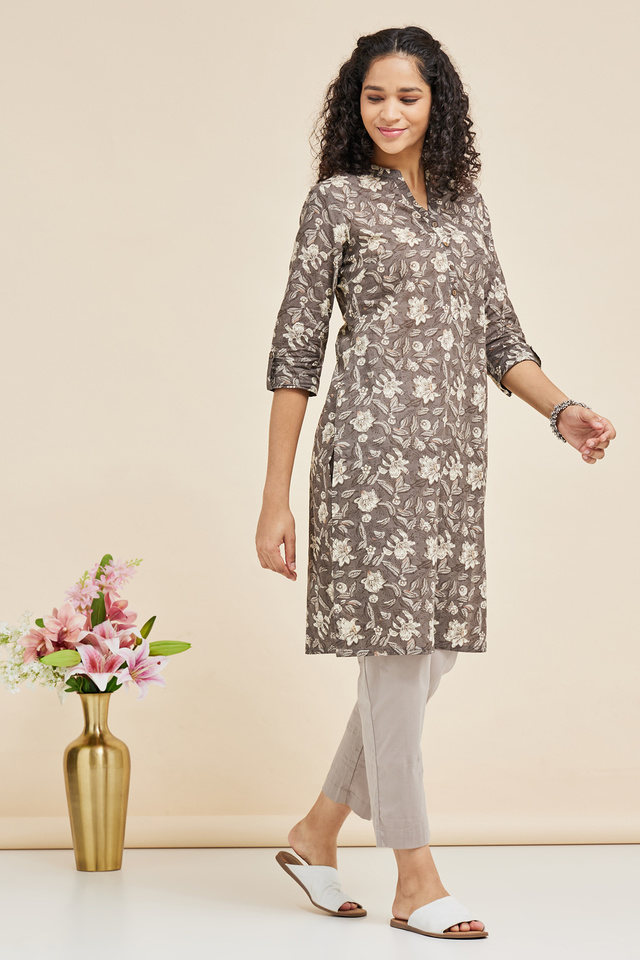 Stop - Printed Cotton Mandarin Women's Casual Wear Kurta