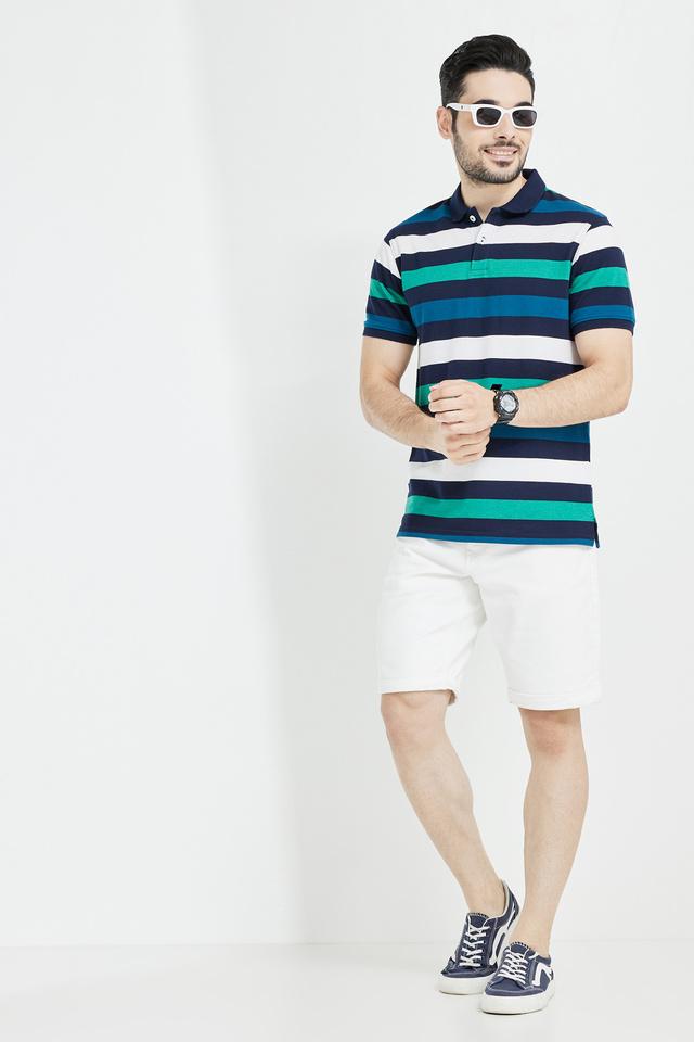 Stop - Stripes Cotton Blend Regular Fit Men's T-Shirt