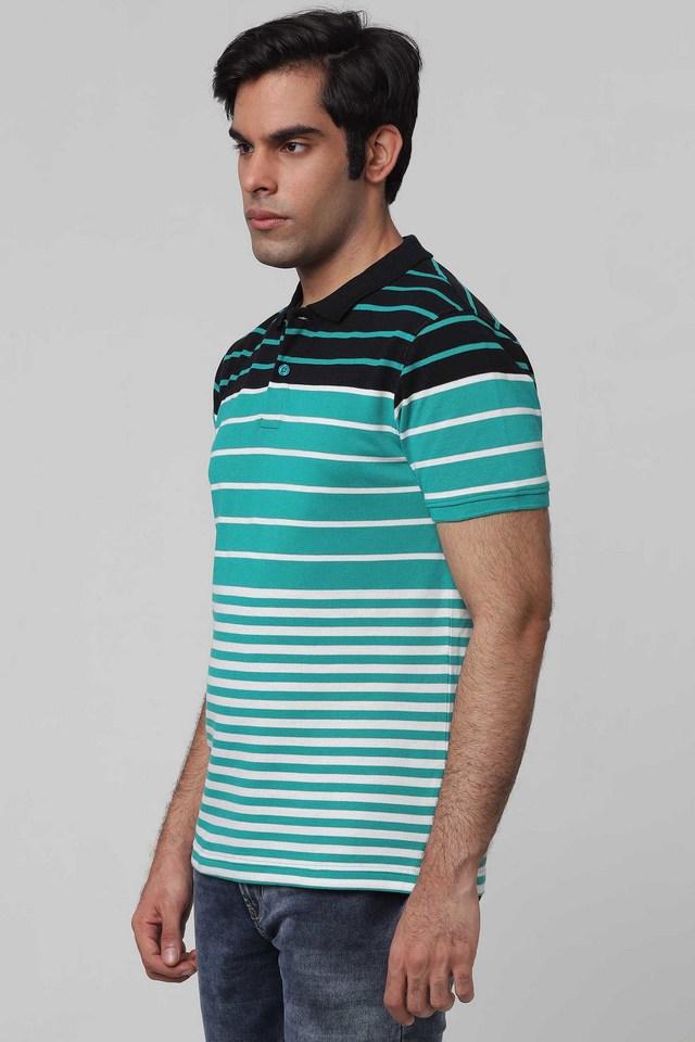 Stop - Striped Cotton Blend Regular Fit Men's T Shirt