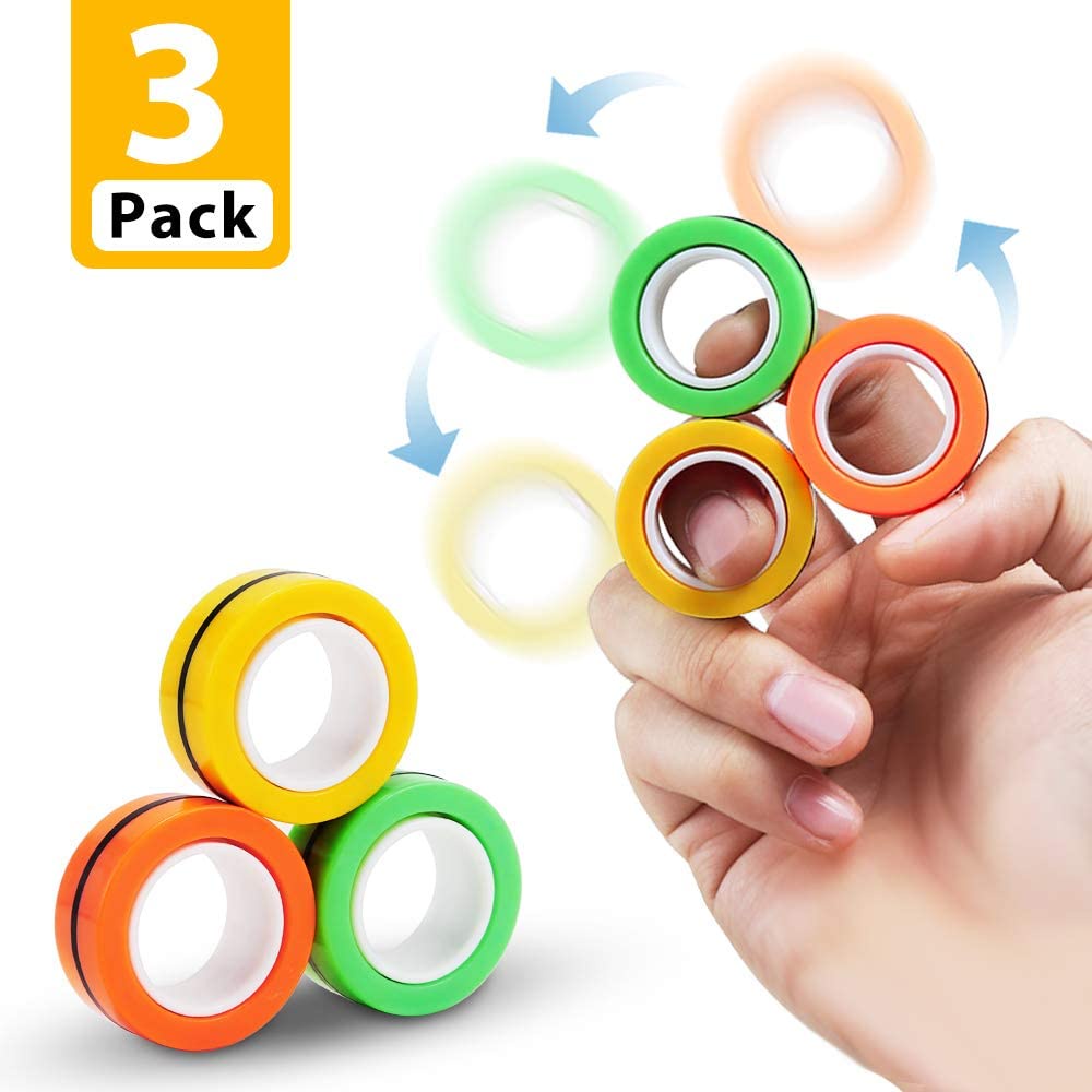 Chocozone Pack of 3 Magnetic Rings Toys Magical Finger Spinning Toy Spinner Magnetic Toys for 4 Years Old