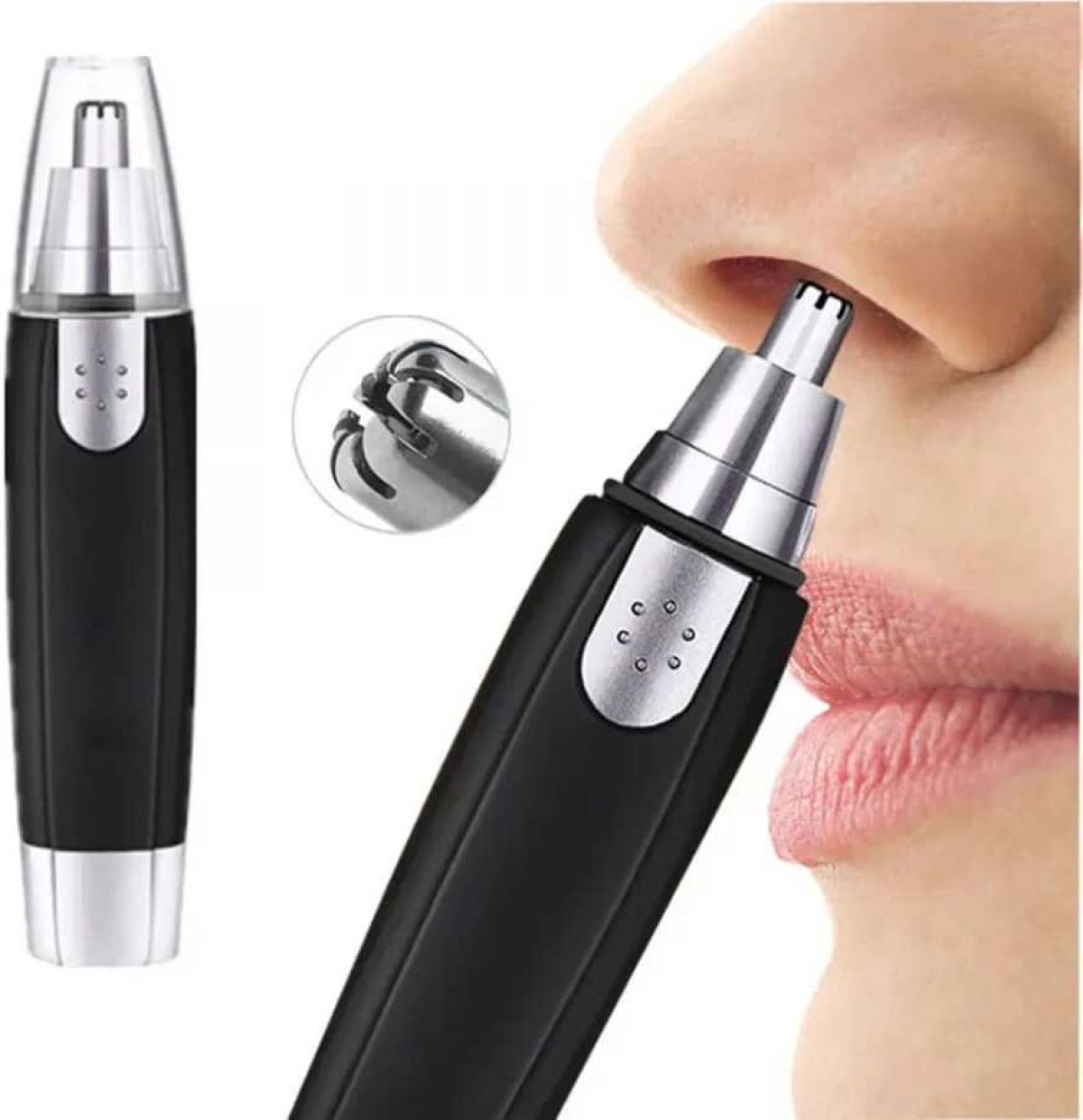HIRVA CREATION Ear and Nose Hair Trimmer, Electric Nose Hair Shaver Facial Hair Clippers  Runtime: 30 min Trimmer for Men & Women (Black)