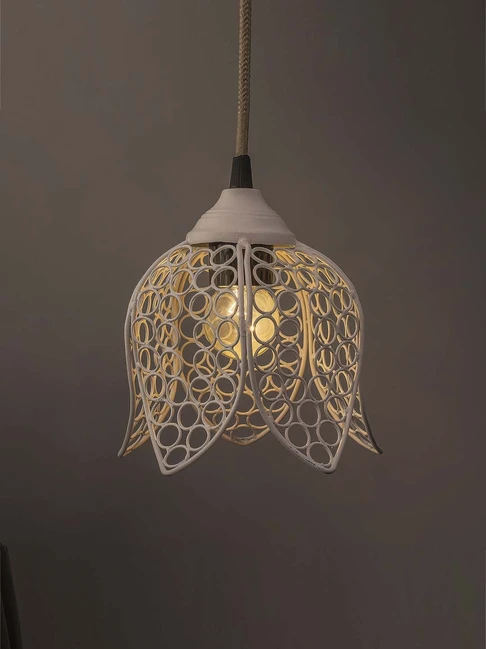 Homesake White Lotus Shape Pendant Light - Set of 1 (Bulb not included)