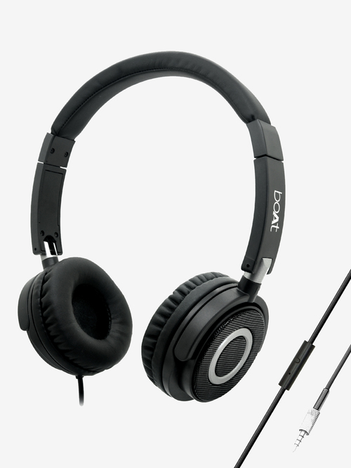 boAt BassHeads 910 T Wired Headset with Super Extra Bass and Lightweight Foldable Design (Black)