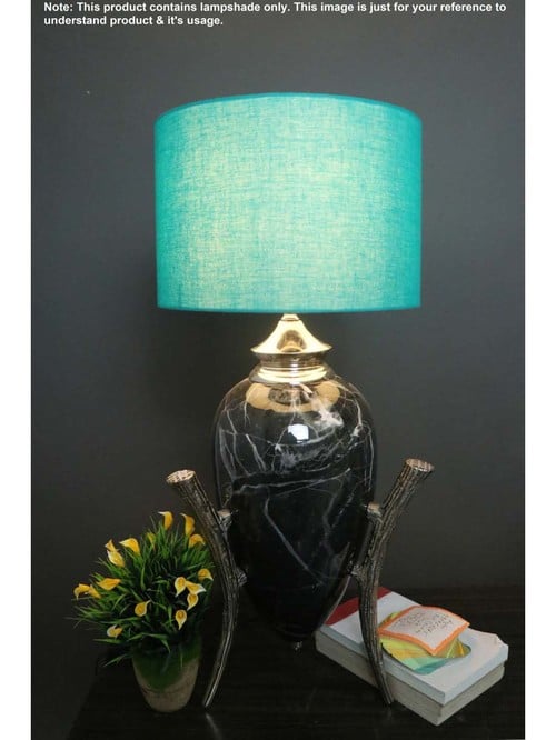 Black Pearl Turquoise Fabric Drum Lamp Shade - Set of 1