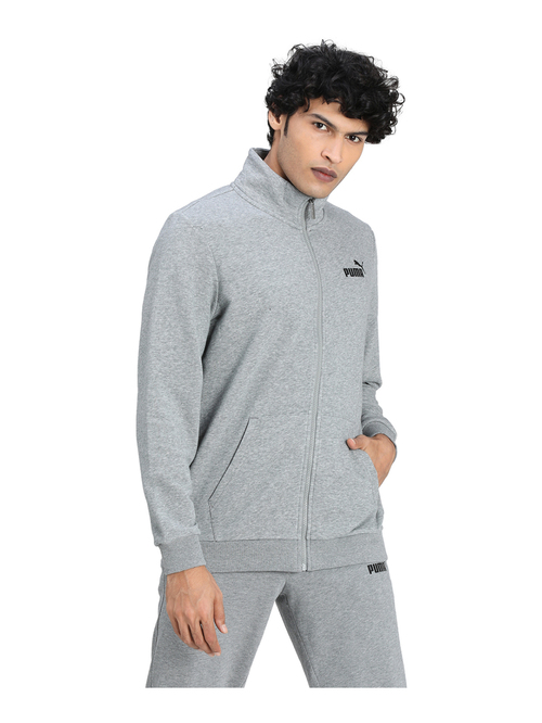Puma Essentials Grey Cotton Regular Fit Sports Jacket
