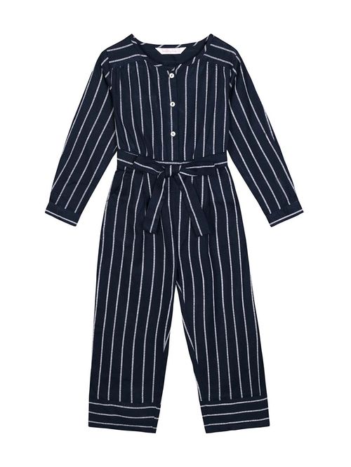 Budding Bees Kids Blue Cotton Striped Jumpsuits