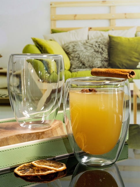 Goodhomes Transparent Glass Everyday Glasses - Set of 2 (350ml)