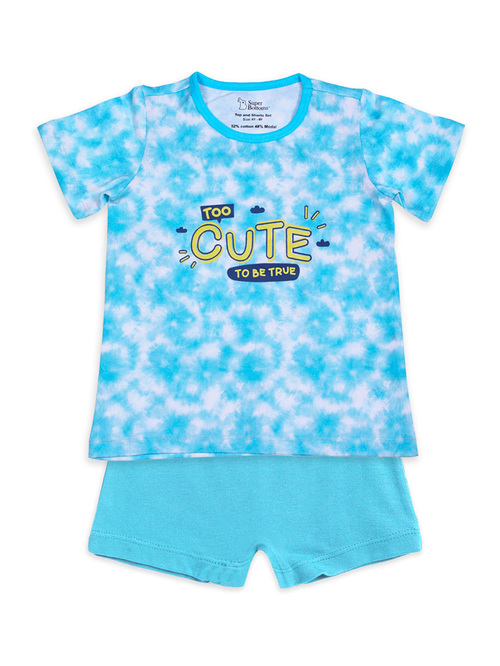 SuperBottoms Kids Blue Printed T-Shirt Set