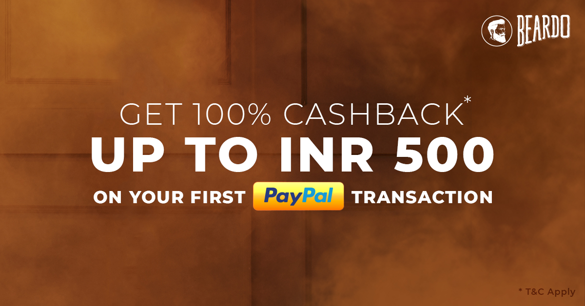 Beardo - Get 100% cashback Up to Rs 500 on first paypal transaction