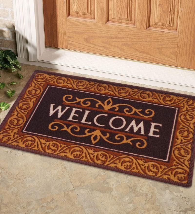 Brown Polyester 23 x 15 inch Door mat by Status - Rs 59