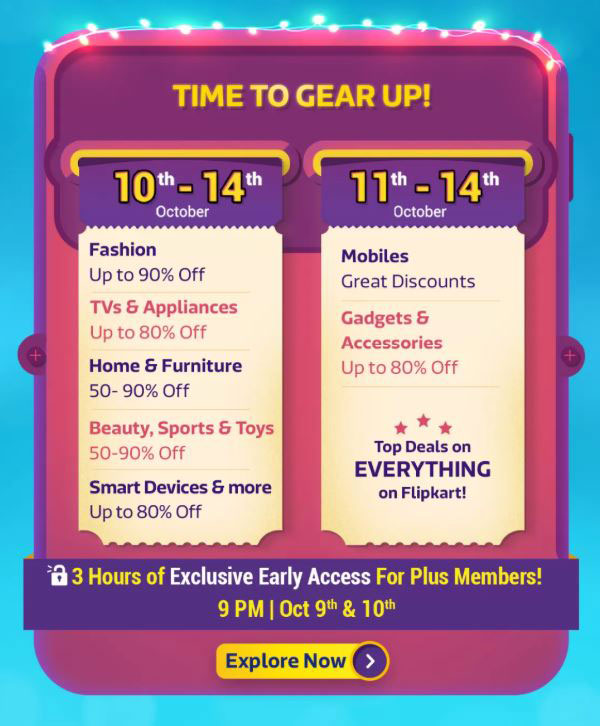 Flipkart - The Big Billion Days 10th - 14th October