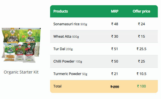 Get 24 Mantra Organic starter kit worth Rs. 200, now for just Rs. 100. 
