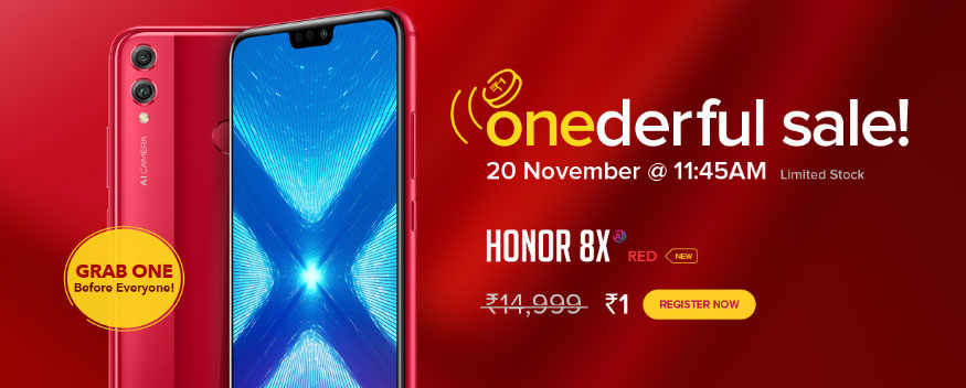 Honor 8X Red New - Rs 1 - One Rupee Sale! 