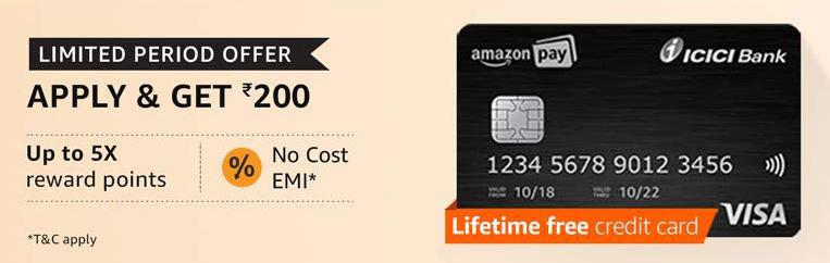 Limited Perdiod Offer - Apply Amazon Pay ICICI Credit Card & Get Rs 300 Cashback