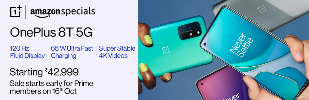 OnePlus 8T 5G, with 12 GB + 256 GB