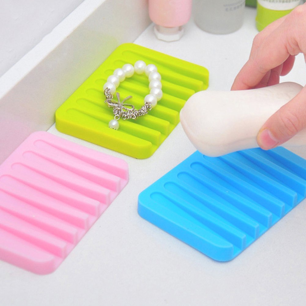 Self Draining Generic Cute Silicone Soap Dish Bathroom Toilet Plate