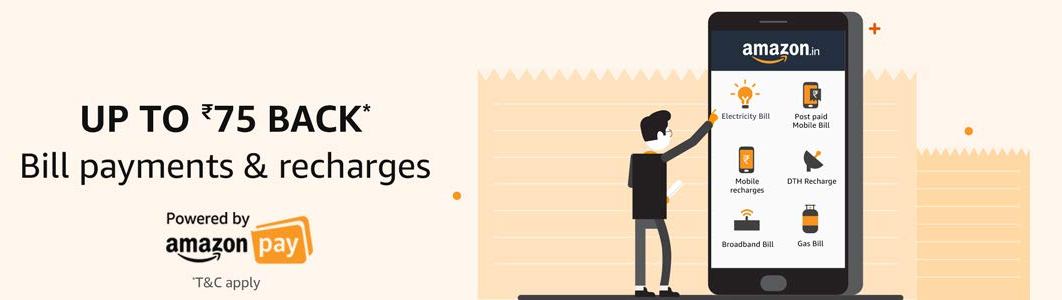 Up to Rs 75 cash back on Bill Payments & recharges