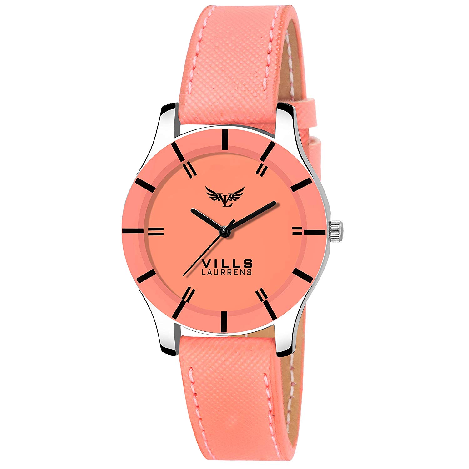 Vills Laurrens Latest Orange, Leather Strap Watch for Women and Girls 